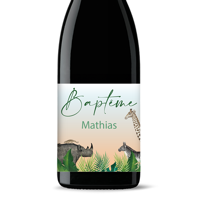 Bouteille de vin personnalisée - Baptême Zoo | Picrate