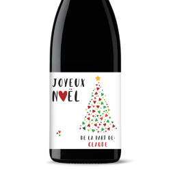 Bouteille de vin personnalisée - Noël Sapin Coeurs | Picrate