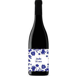 Bouteille de vin personnalisée - Anniversaire Fleurs Bleues | Picrate