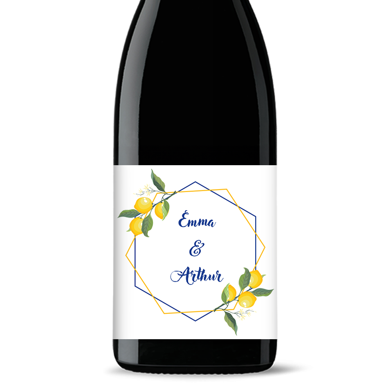 Bouteille de vin personnalisée - Mariage Coton Or | Picrate