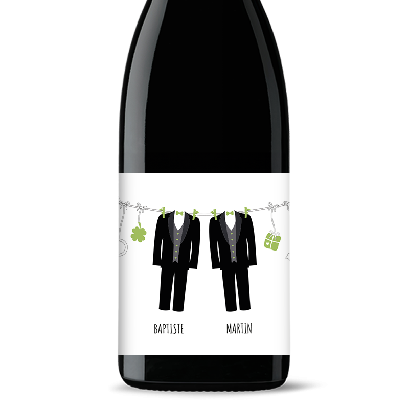 Bouteille de vin personnalisée - Mariage Coton Or | Picrate