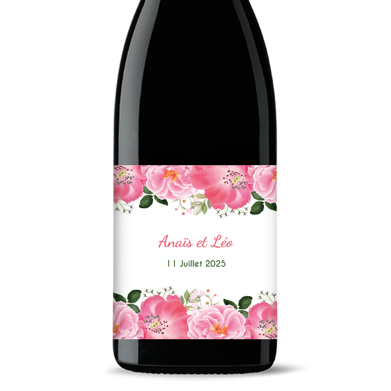 Bouteille de vin personnalisée - Mariage Coton Or | Picrate