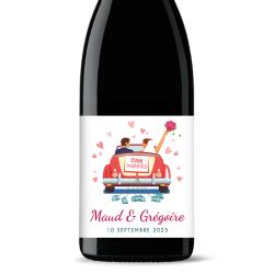 Bouteille de vin personnalisée - Mariage Coton Or | Picrate