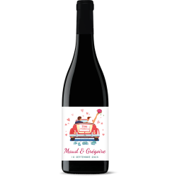 Bouteille de vin personnalisée - Mariage Coton Or | Picrate