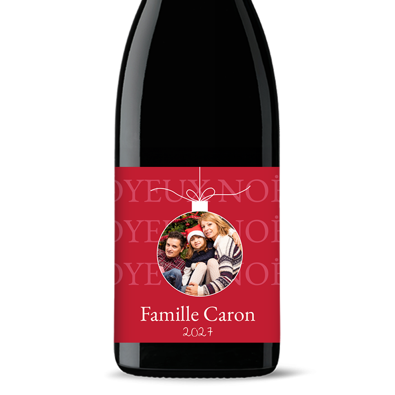 Bouteille de vin personnalisée - Boules de Noël Rouge | Picrate