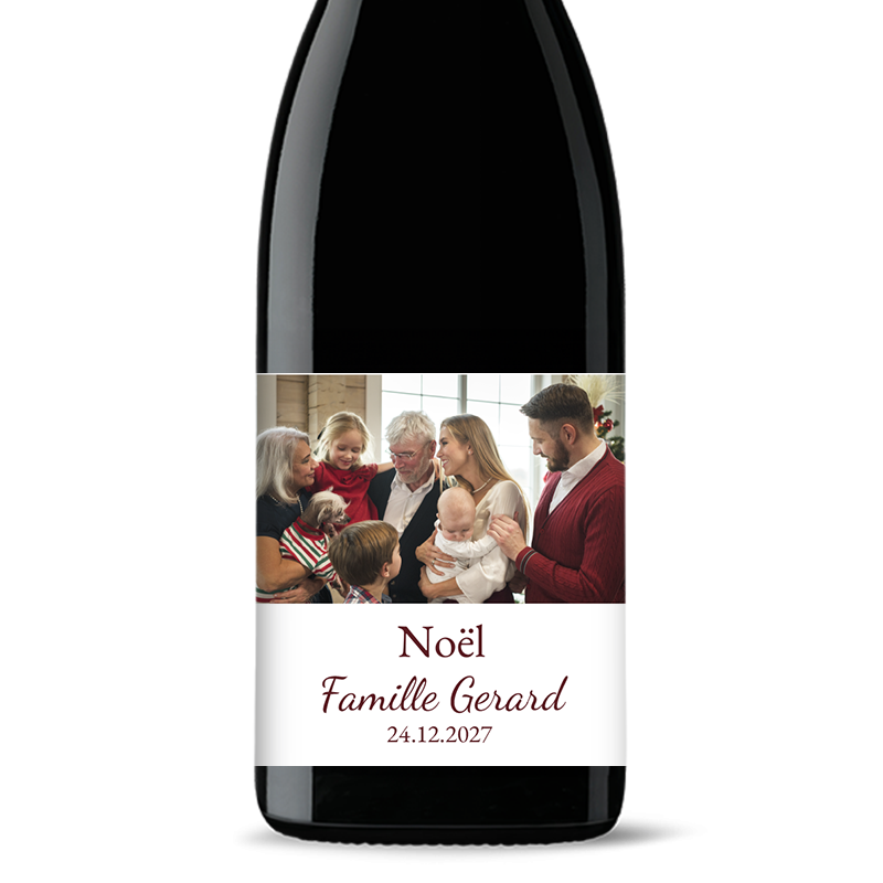 Bouteille de vin personnalisée -Noël Photo de Famille | Picrate