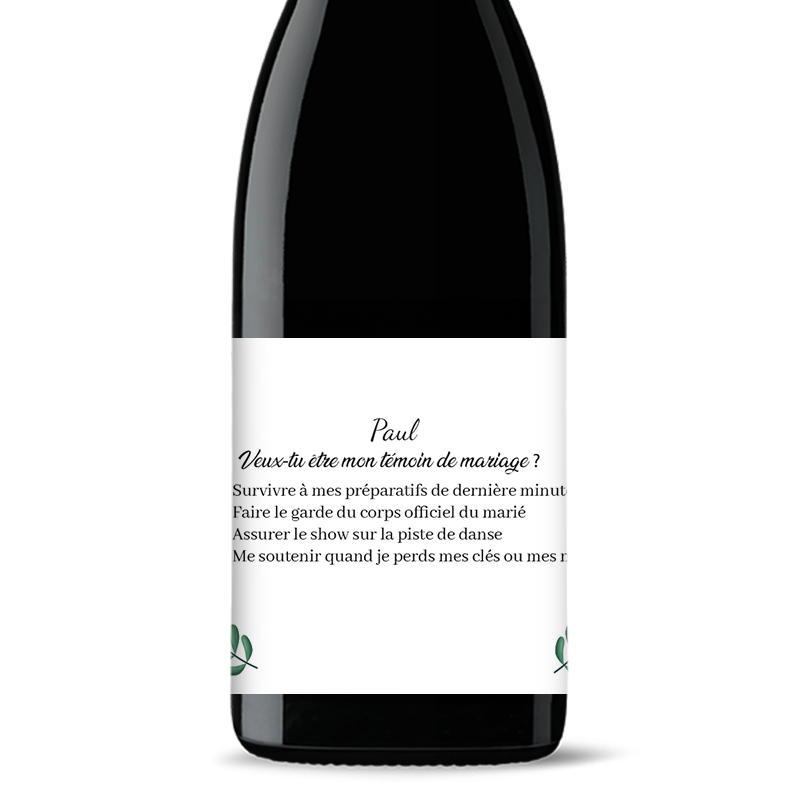 Bouteille de vin personnalisée - Check Mon Témoin | Picrate