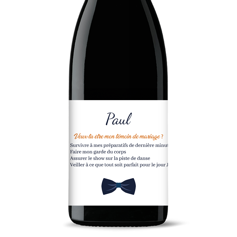 Bouteille de vin personnalisée - Check Mon Témoin | Picrate