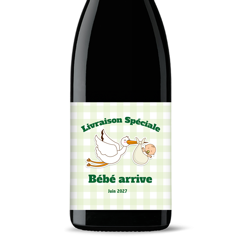 Bouteille de vin personnalisée - Annonce Grossesse Cigogne | Picrate