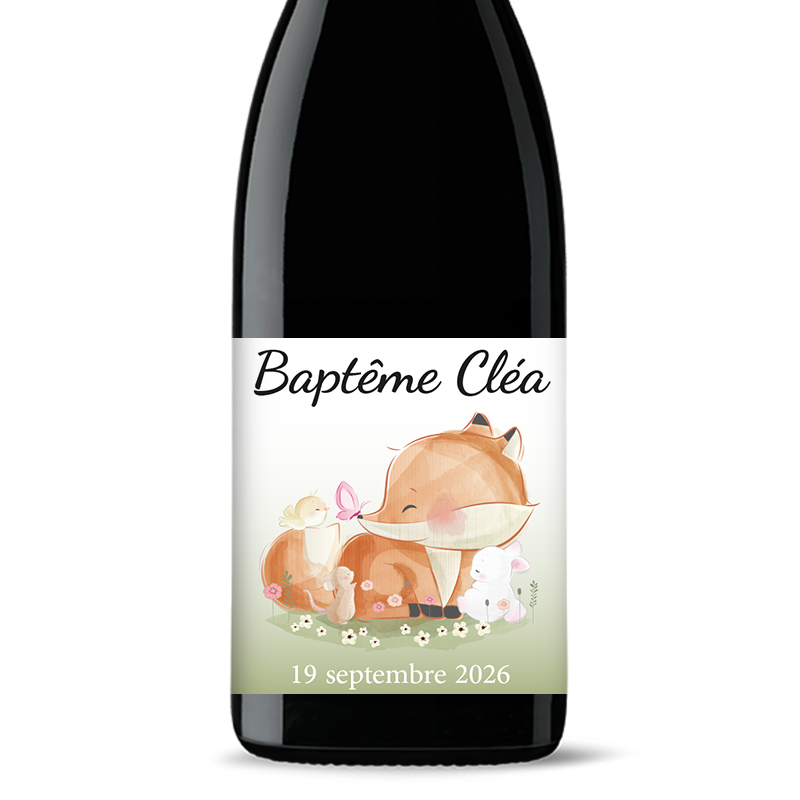Bouteille de vin personnalisée - Baptême Renard | Picrate