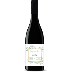 Bouteille de vin personnalisée - Baptême Couronne Eucalyptus | Picrate