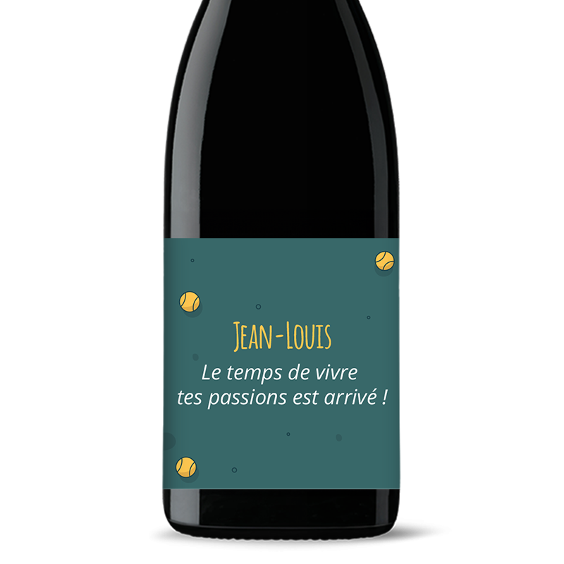 Bouteille de vin personnalisée - Passion Tennis Retraite | Picrate