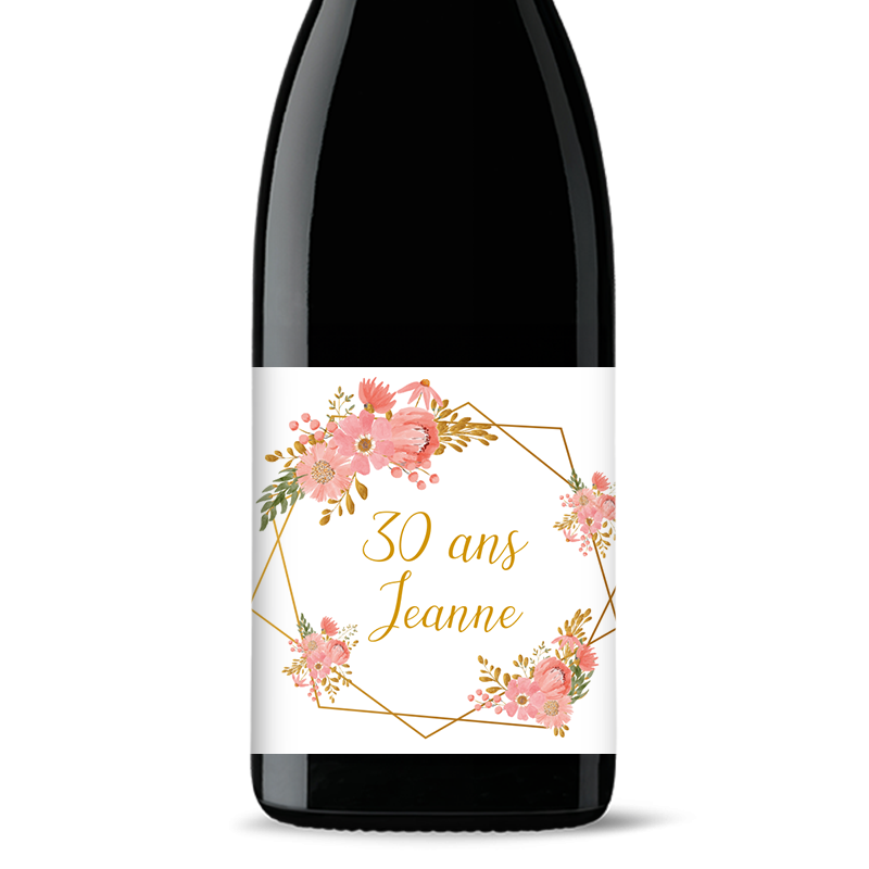 Bouteille de vin personnalisée - Anniversaire Couronne Rose | Picrate