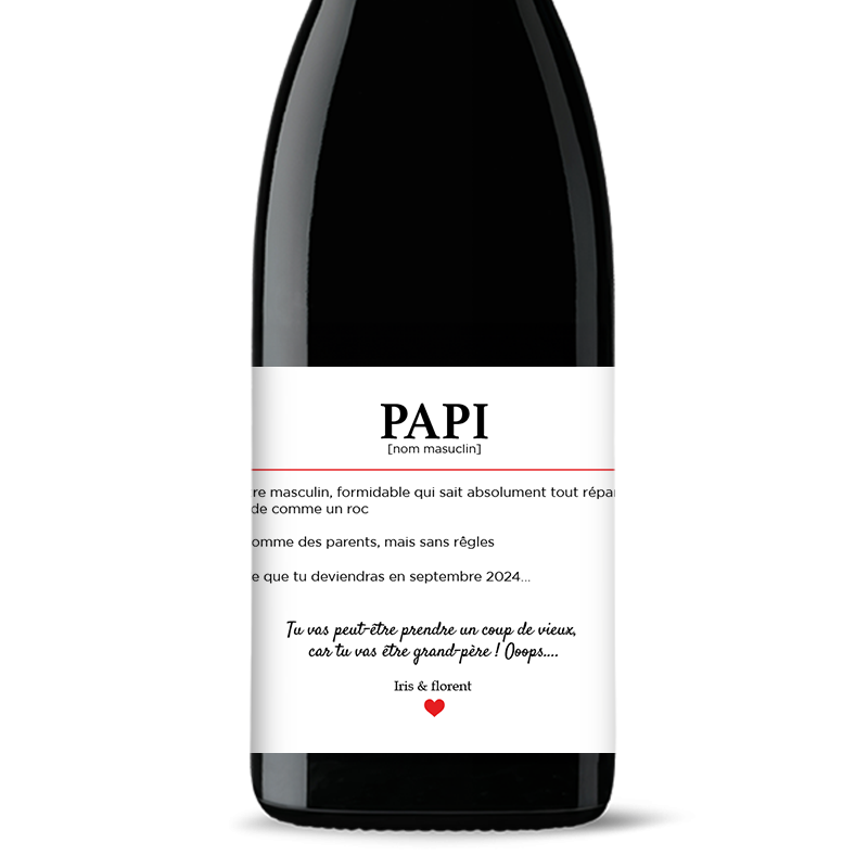 Bouteille de vin personnalisée - Définition Papi | Picrate