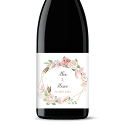 Bouteille de vin personnalisée - Mariage Champêtre Roses | Picrate