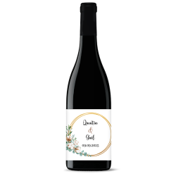 Bouteille de vin personnalisée - Mariage Coton Or | Picrate