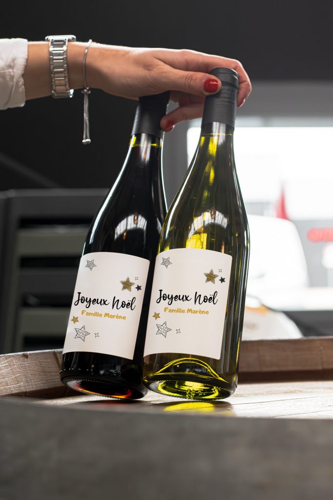 Bouteilles de vin personnalisées, thème Noël