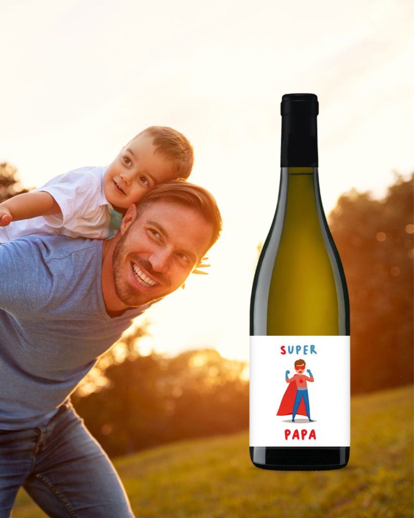 Bouteille de vin blanc pour la fete des Peres