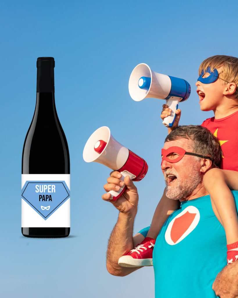 Bouteilles de vin pour la fete des Peres